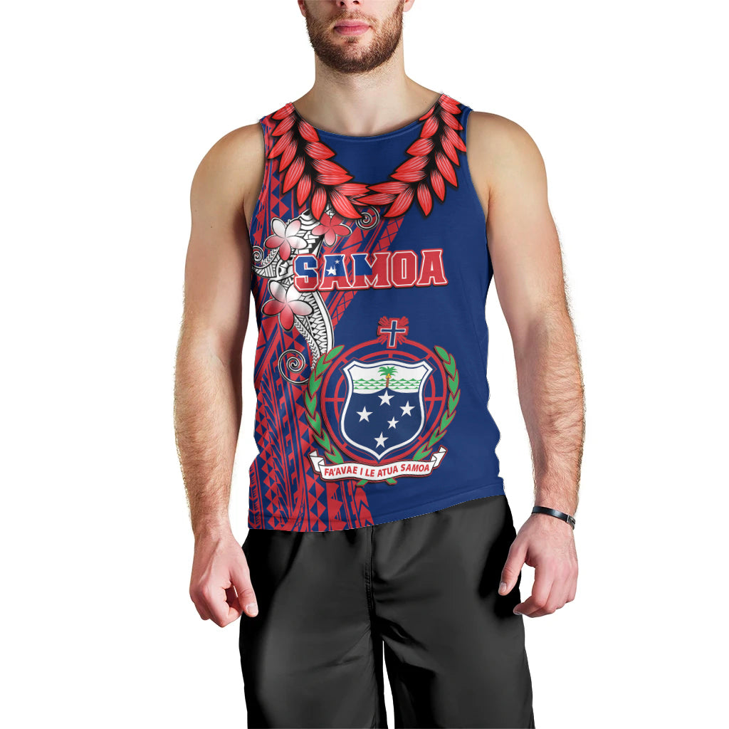 Personalised Samoa Men Tank Top Ula Fala Mix Samoan Tribal Blue Version LT14 - Polynesian Pride
