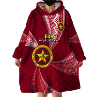Personalised Tonga Beulah College Wearable Blanket Hoodie Class Of Year Tongan Ngatu Pattern LT14 - Polynesian Pride