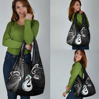 Black New Zealand Grocery Bag Aotearoa Silver Fern With Manaia Maori