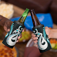 New Zealand 4 in 1 Can Cooler Tumbler Aotearoa Silver Fern With Manaia Maori Unique Turquoise LT14 - Polynesian Pride