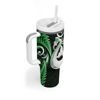 New Zealand Tumbler With Handle Aotearoa Silver Fern With Manaia Maori Unique Green