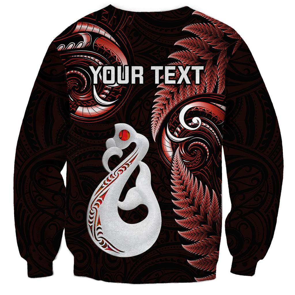 Personalised New Zealand Sweatshirt Aotearoa Silver Fern With Manaia Maori Unique Red LT14 - Polynesian Pride