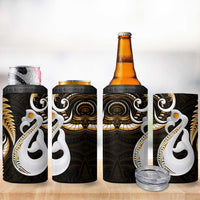 New Zealand 4 in 1 Can Cooler Tumbler Aotearoa Silver Fern With Manaia Maori Unique Gold LT14 - Polynesian Pride