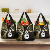 Gold New Zealand Grocery Bag Aotearoa Silver Fern With Manaia Maori