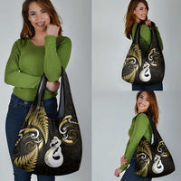 Gold New Zealand Grocery Bag Aotearoa Silver Fern With Manaia Maori