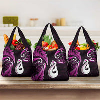 Pink New Zealand Grocery Bag Aotearoa Silver Fern With Manaia Maori