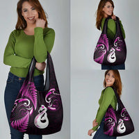 Pink New Zealand Grocery Bag Aotearoa Silver Fern With Manaia Maori