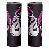 New Zealand Skinny Tumbler Aotearoa Silver Fern With Manaia Maori Unique Pink