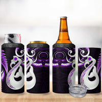 New Zealand 4 in 1 Can Cooler Tumbler Aotearoa Silver Fern With Manaia Maori Unique Purple LT14 - Polynesian Pride