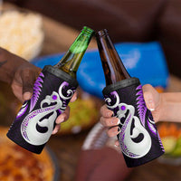 New Zealand 4 in 1 Can Cooler Tumbler Aotearoa Silver Fern With Manaia Maori Unique Purple LT14 - Polynesian Pride