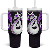 New Zealand Tumbler With Handle Aotearoa Silver Fern With Manaia Maori Unique Purple