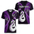 Personalised New Zealand Women V Neck T Shirt Aotearoa Silver Fern With Manaia Maori Unique Purple LT14 - Polynesian Pride