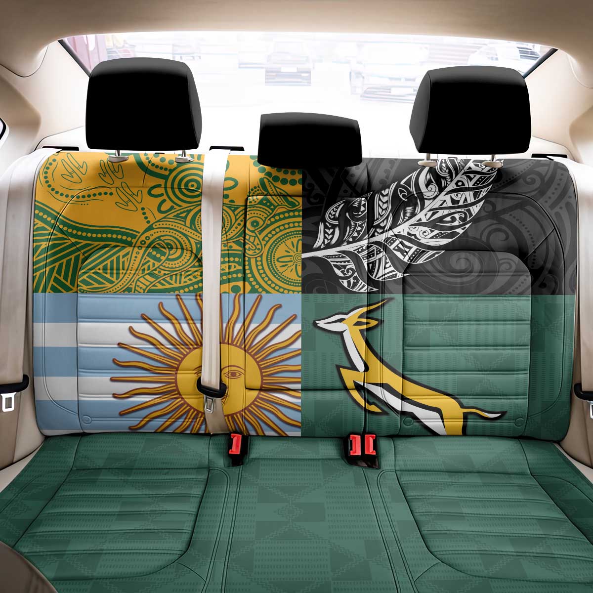 Rugby 2025 Championship Back Car Seat Cover Combination of Southern Hemisphere Countries LT14 - Polynesian Pride