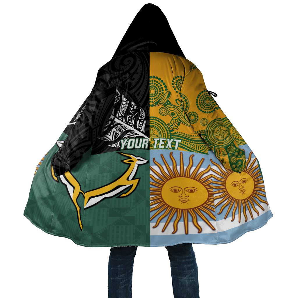 Personalised Rugby 2025 Championship Cloak Combination of Southern Hemisphere Countries LT14 Unisex Black - Polynesian Pride