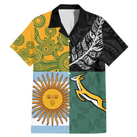 Personalised Rugby 2025 Championship Family Matching Mermaid Dress and Hawaiian Shirt Combination of Southern Hemisphere Countries LT14 Dad's Shirt - Short Sleeve Black - Polynesian Pride
