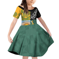 Personalised Rugby 2025 Championship Family Matching Off Shoulder Short Dress and Hawaiian Shirt Combination of Southern Hemisphere Countries LT14 Daughter's Dress Black - Polynesian Pride