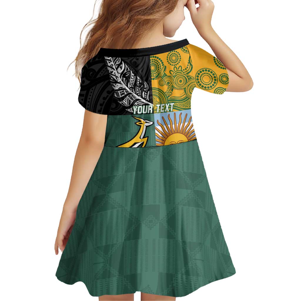 Personalised Rugby 2025 Championship Family Matching Off Shoulder Short Dress and Hawaiian Shirt Combination of Southern Hemisphere Countries LT14 - Polynesian Pride