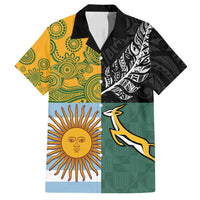 Personalised Rugby 2025 Championship Family Matching Puletasi and Hawaiian Shirt Combination of Southern Hemisphere Countries LT14 Dad's Shirt - Short Sleeve Black - Polynesian Pride