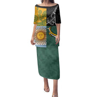 Personalised Rugby 2025 Championship Family Matching Puletasi and Hawaiian Shirt Combination of Southern Hemisphere Countries LT14 Mom's Dress Black - Polynesian Pride