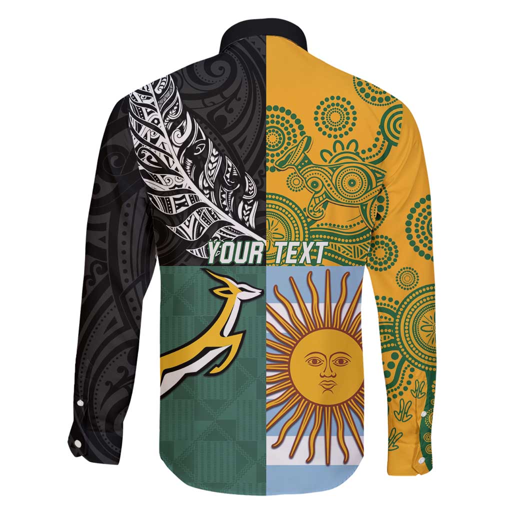 Personalised Rugby 2025 Championship Family Matching Short Sleeve Bodycon Dress and Hawaiian Shirt Combination of Southern Hemisphere Countries LT14 - Polynesian Pride