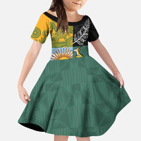 Personalised Rugby 2025 Championship Family Matching Summer Maxi Dress and Hawaiian Shirt Combination of Southern Hemisphere Countries LT14 Daughter's Dress Black - Polynesian Pride