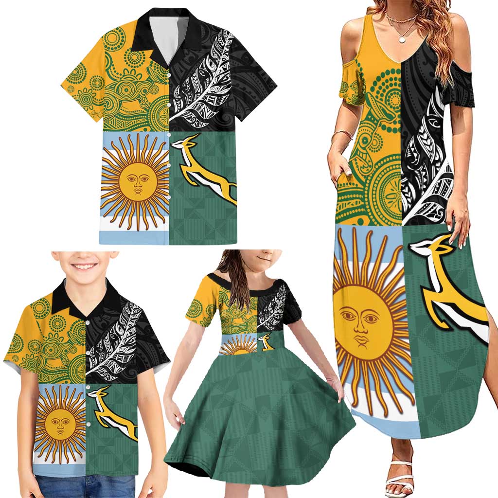 Personalised Rugby 2025 Championship Family Matching Summer Maxi Dress and Hawaiian Shirt Combination of Southern Hemisphere Countries LT14 - Polynesian Pride