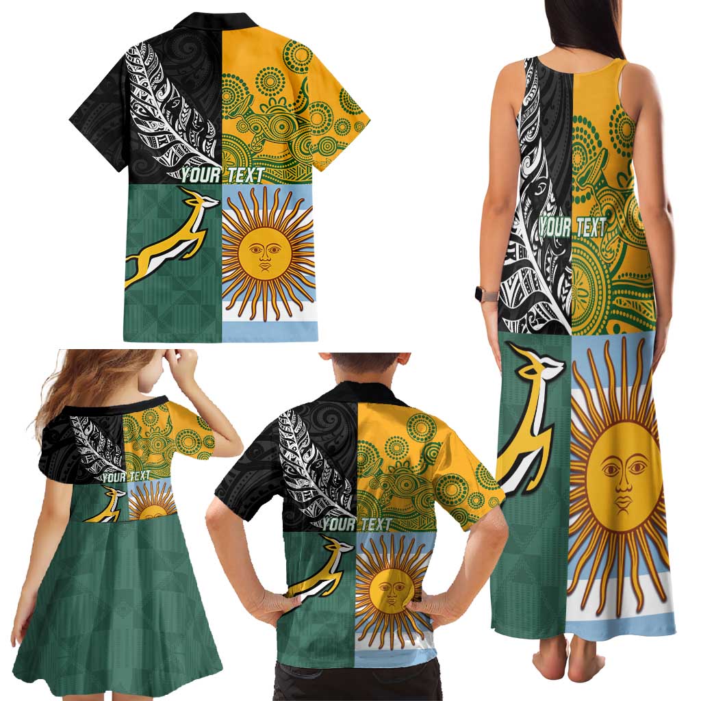 Personalised Rugby 2025 Championship Family Matching Tank Maxi Dress and Hawaiian Shirt Combination of Southern Hemisphere Countries LT14 - Polynesian Pride