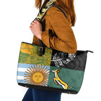 Rugby 2025 Championship Leather Tote Bag Combination of Southern Hemisphere Countries LT14 Black - Polynesian Pride