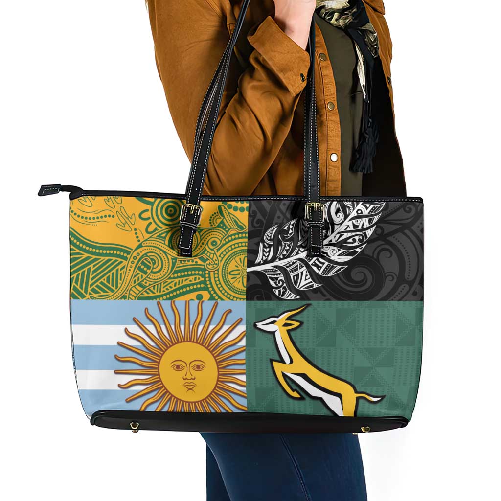 Rugby 2025 Championship Leather Tote Bag Combination of Southern Hemisphere Countries LT14 - Polynesian Pride