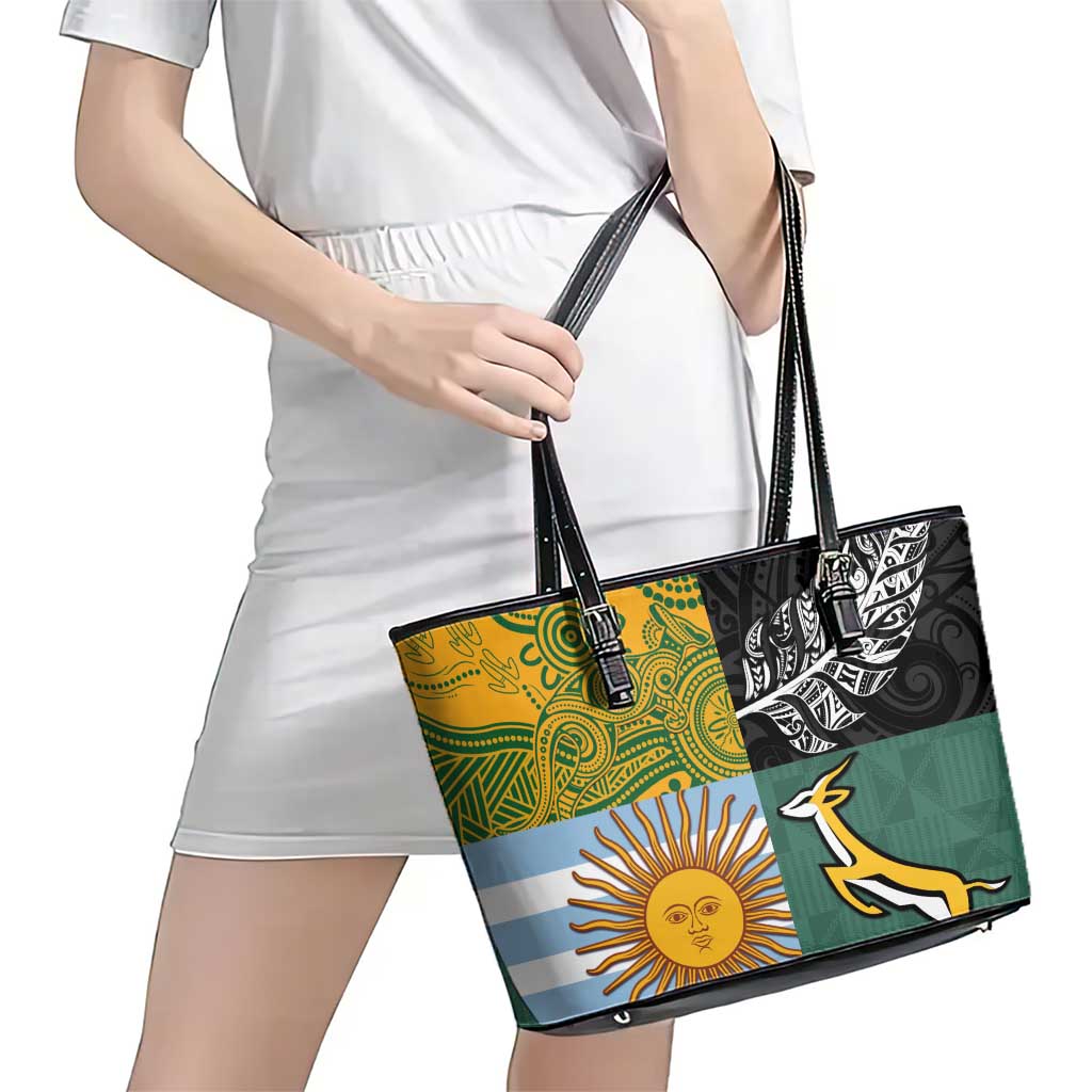 Rugby 2025 Championship Leather Tote Bag Combination of Southern Hemisphere Countries LT14 - Polynesian Pride