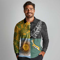 Personalised Rugby 2025 Championship Long Sleeve Polo Shirt Combination of Southern Hemisphere Countries LT14 - Polynesian Pride