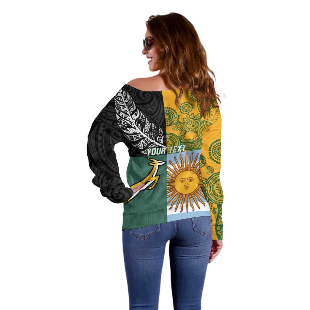 Personalised Rugby 2025 Championship Off Shoulder Sweater Combination of Southern Hemisphere Countries LT14 - Polynesian Pride