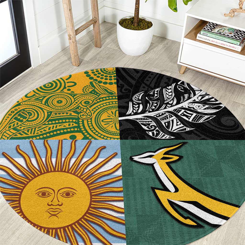 Rugby 2025 Championship Round Carpet Combination of Southern Hemisphere Countries - Polynesian Pride