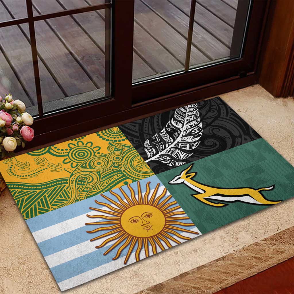 Rugby 2025 Championship Rubber Doormat Combination of Southern Hemisphere Countries - Polynesian Pride
