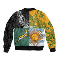 Personalised Rugby 2025 Championship Sleeve Zip Bomber Jacket Combination of Southern Hemisphere Countries LT14 - Polynesian Pride
