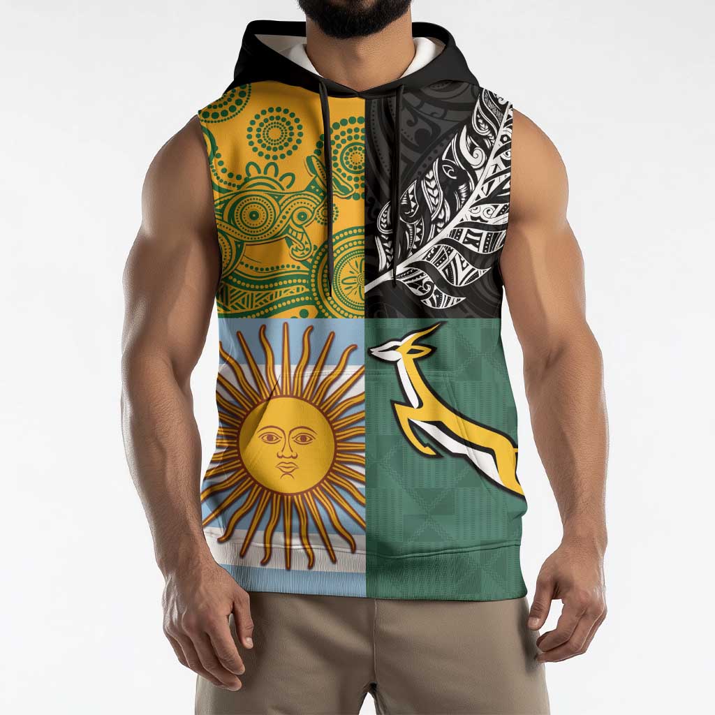 Personalised Rugby 2025 Championship Sleeveless Hoodie Combination of Southern Hemisphere Countries - Polynesian Pride
