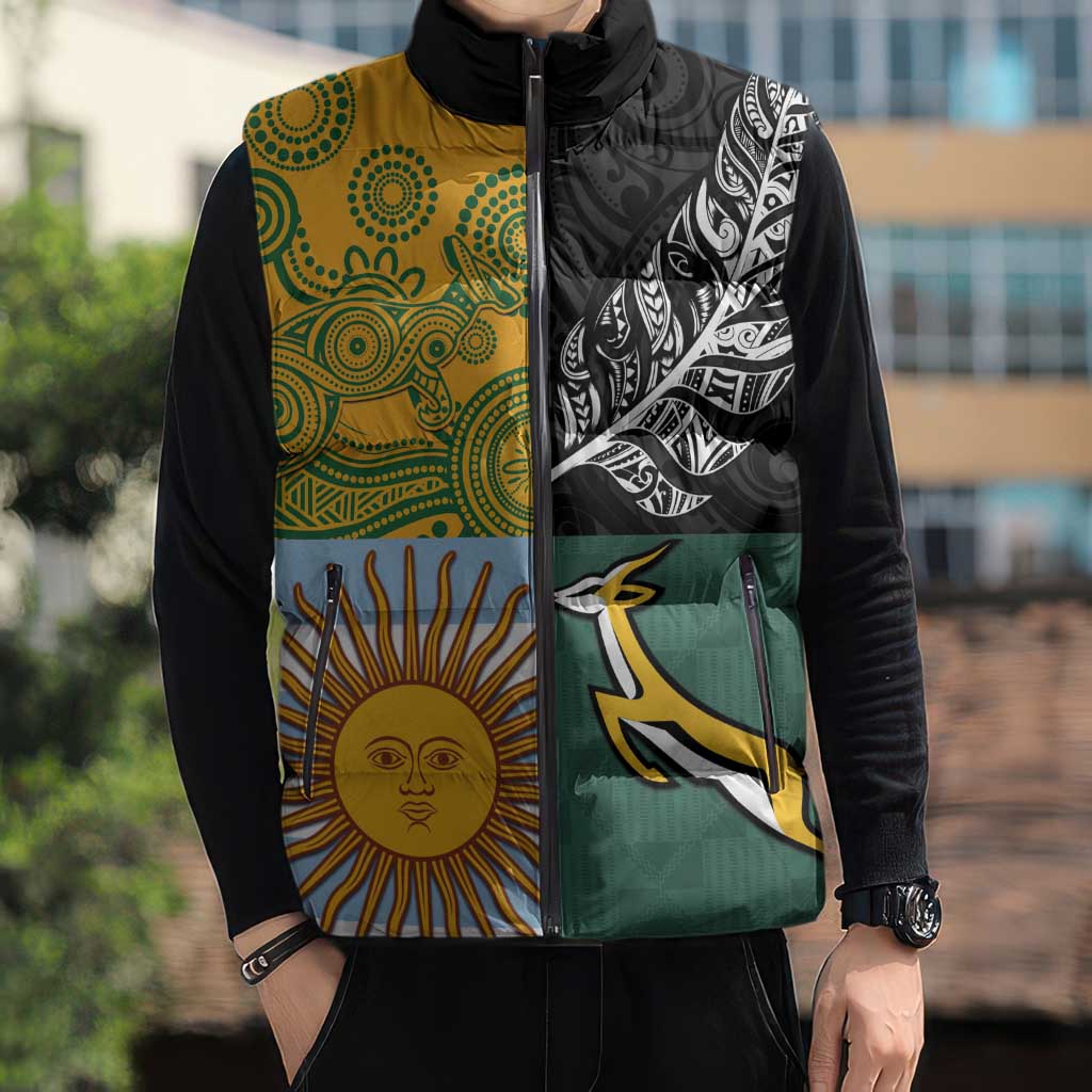 Personalised Rugby 2025 Championship Sleeveless Puffer Jacket Combination of Southern Hemisphere Countries LT14 - Polynesian Pride