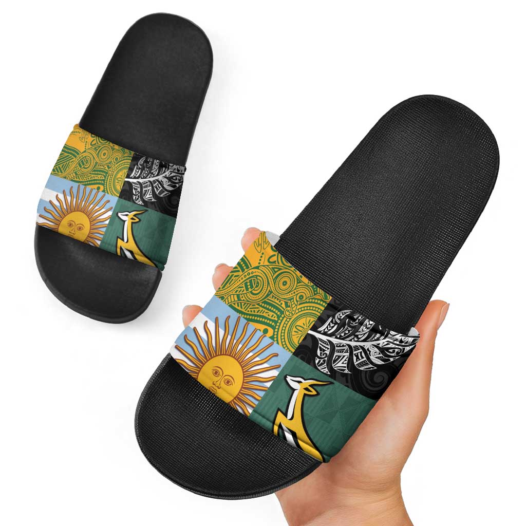 Rugby 2025 Championship Slide Sandals Combination of Southern Hemisphere Countries - Polynesian Pride