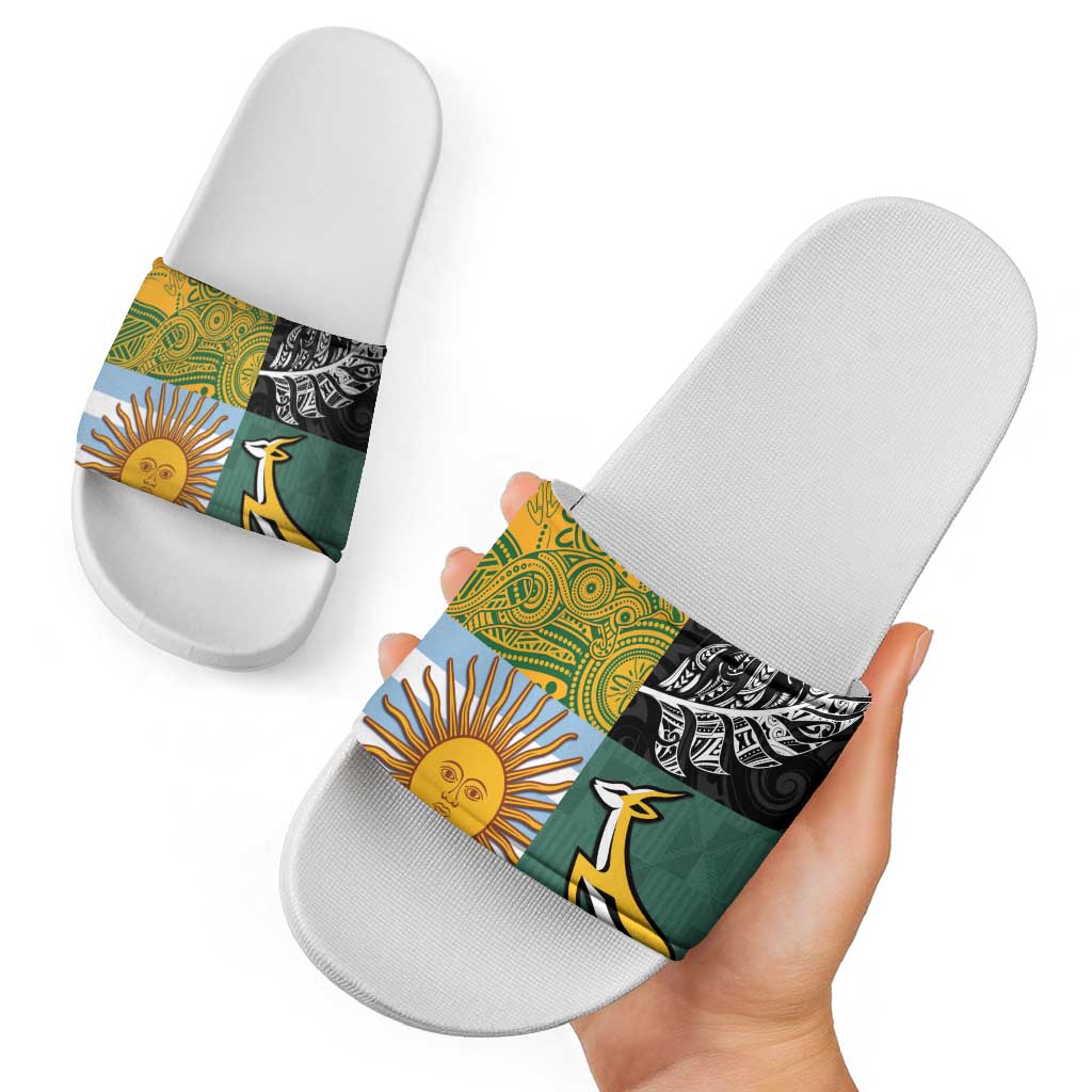 Rugby 2025 Championship Slide Sandals Combination of Southern Hemisphere Countries - Polynesian Pride