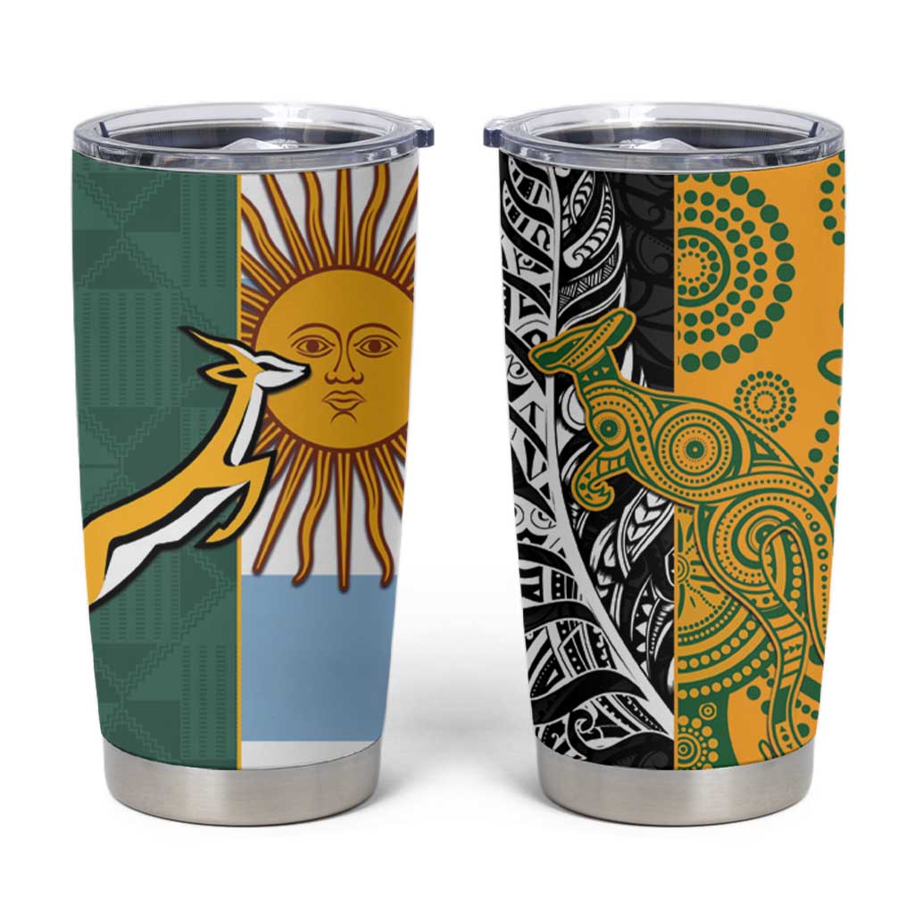 Rugby 2025 Championship Tumbler Cup Combination of Southern Hemisphere Countries LT14 Black - Polynesian Pride