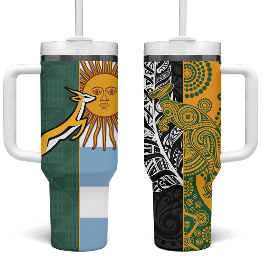 Rugby 2025 Championship Tumbler With Handle Combination of Southern Hemisphere Countries LT14 One Size: 40 oz Black - Polynesian Pride