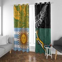 Rugby 2025 Championship Window Curtain Combination of Southern Hemisphere Countries LT14 With Grommets Black - Polynesian Pride