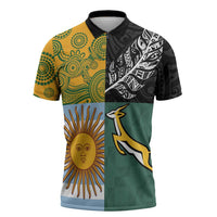 Personalised Rugby 2025 Championship Zipper Polo Shirt Combination of Southern Hemisphere Countries - Polynesian Pride