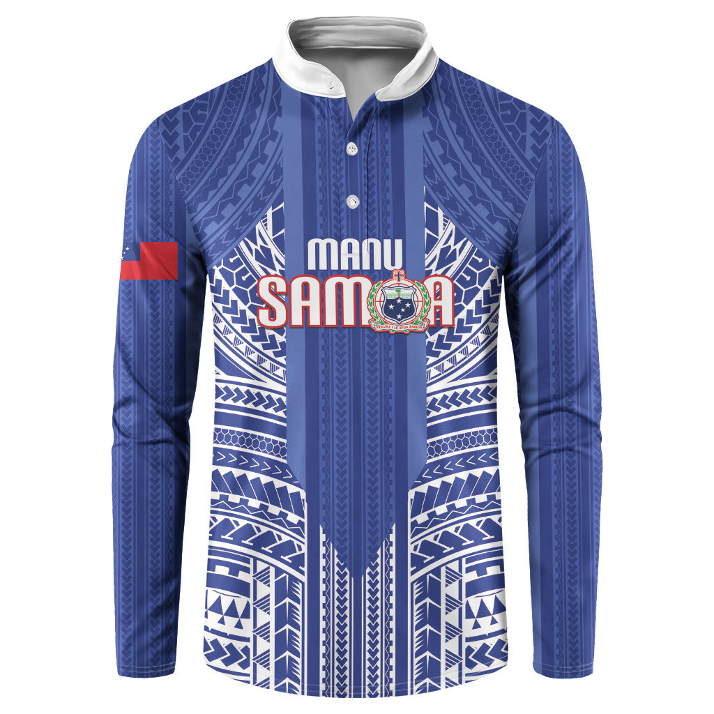 Custom Manu Samoa Rugby 2026 Button Sweatshirt Samoan Pattern