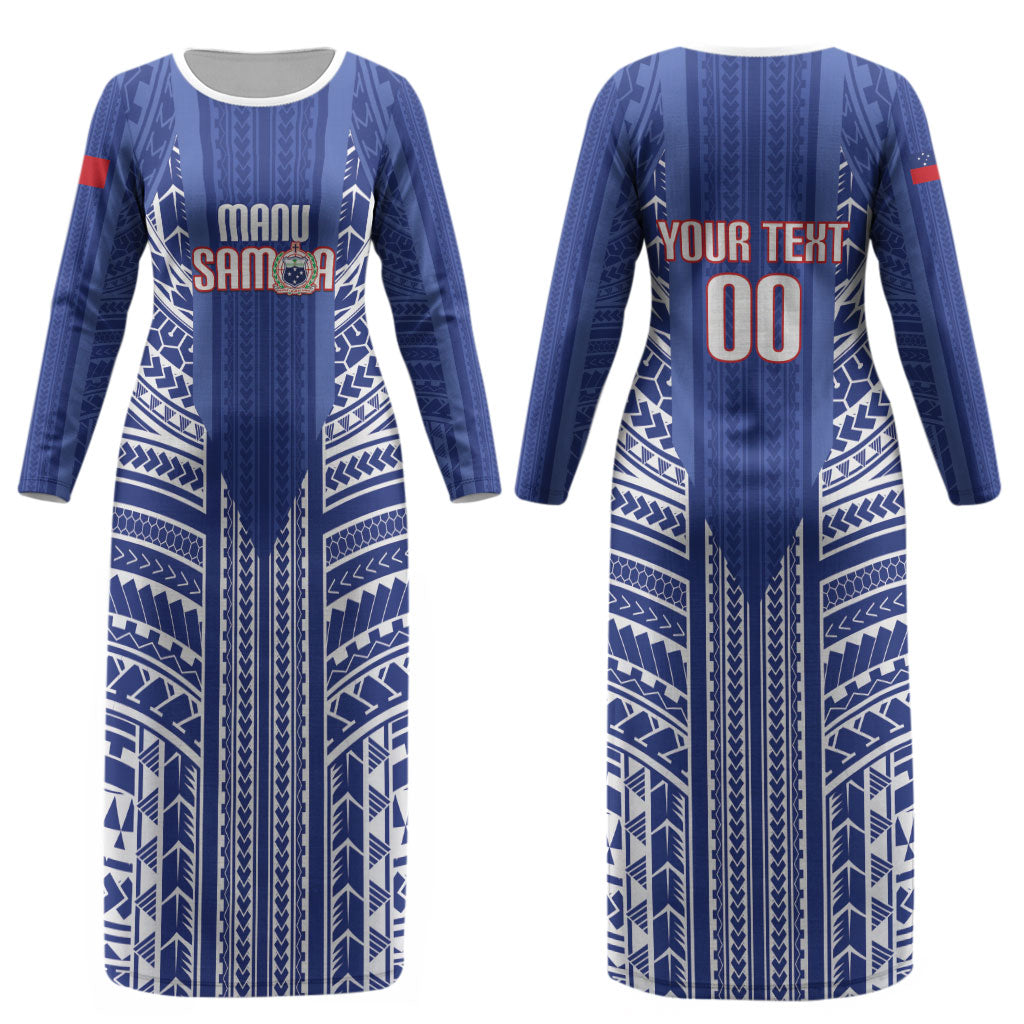 Custom Manu Samoa Rugby 2026 Couples Matching Long Sleeve Bodycon Dress and Long Sleeve Button Shirt Samoan Pattern