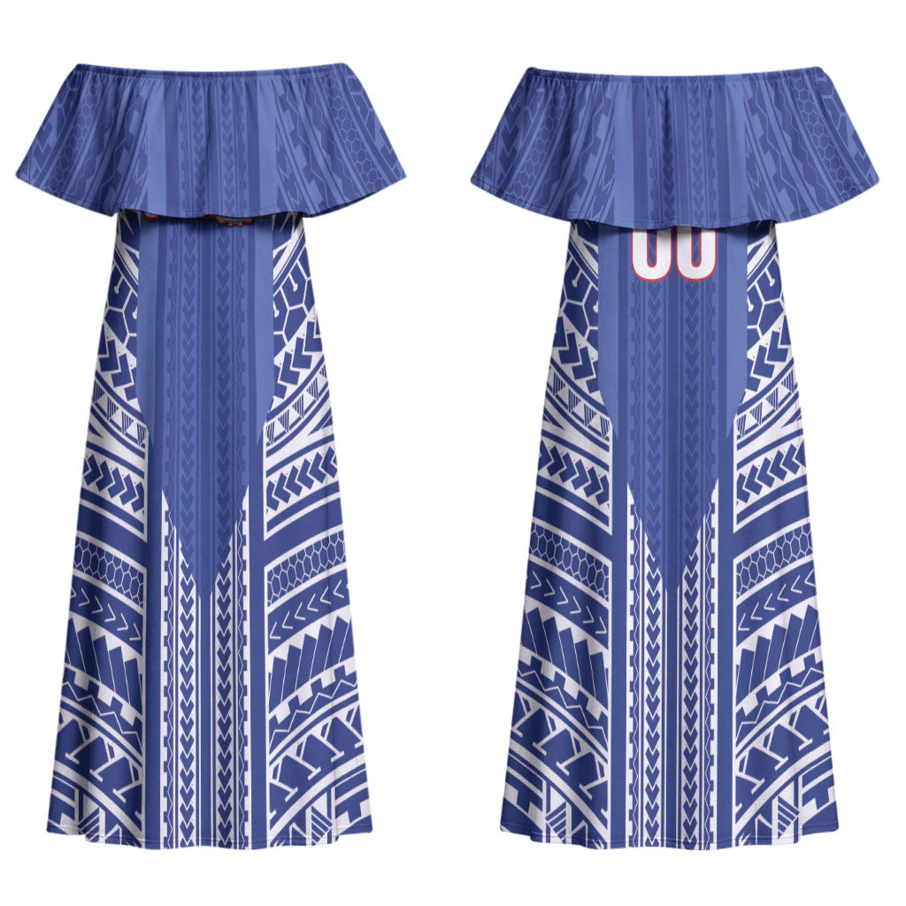 Custom Manu Samoa Rugby 2026 Family Matching Off Shoulder Maxi Dress and Hawaiian Shirt Samoan Pattern