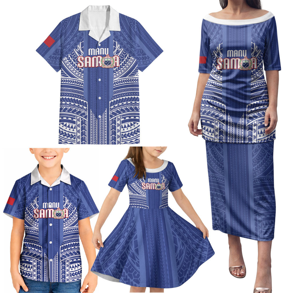 Custom Manu Samoa Rugby 2026 Family Matching Puletasi and Hawaiian Shirt Samoan Pattern