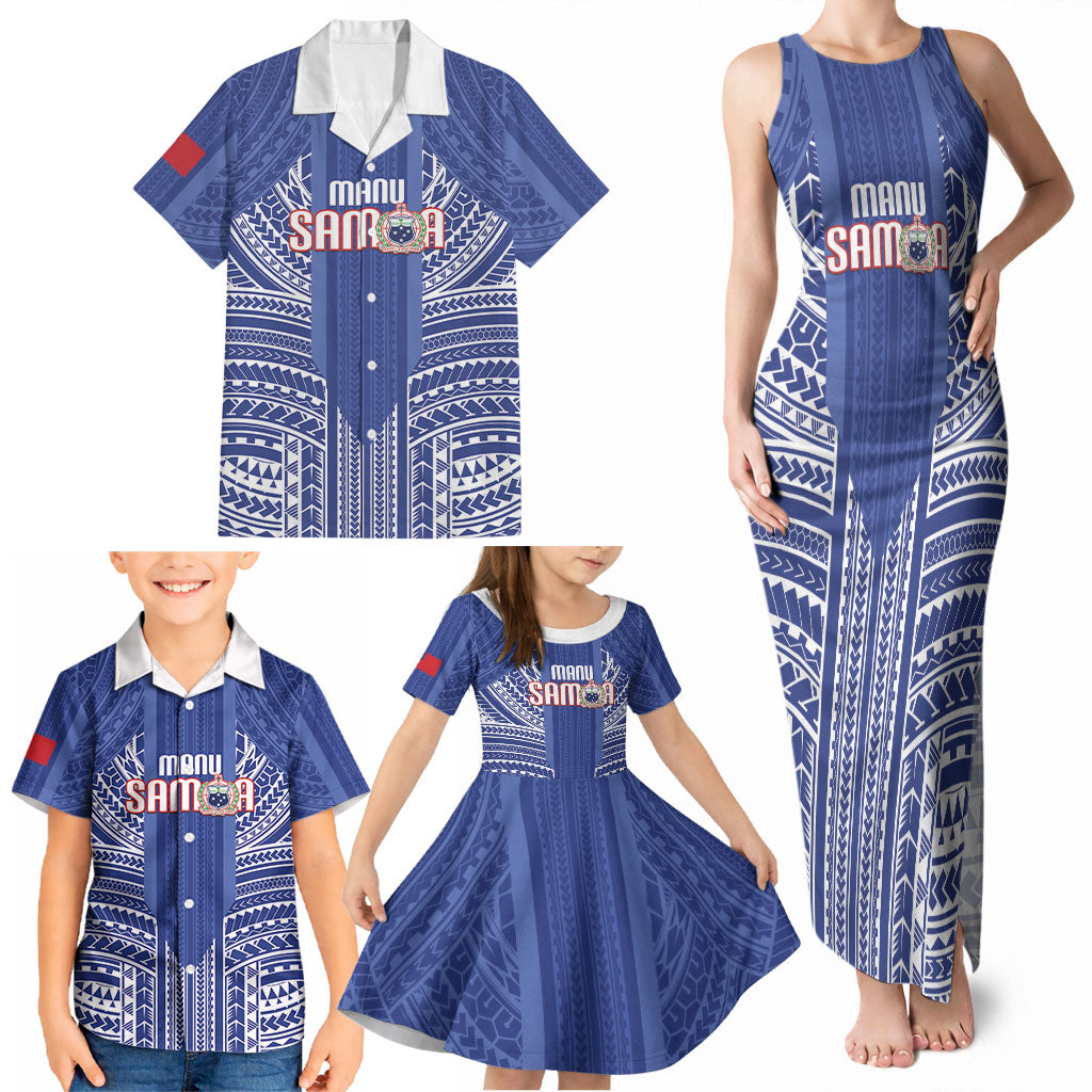 Custom Manu Samoa Rugby 2026 Family Matching Tank Maxi Dress and Hawaiian Shirt Samoan Pattern LT14 - Polynesian Pride