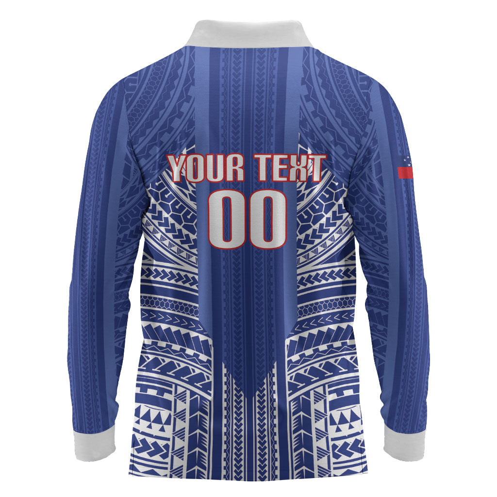 Custom Manu Samoa Rugby 2026 Long Sleeve Polo Shirt Samoan Pattern