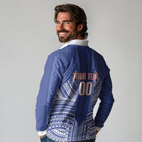 Custom Manu Samoa Rugby 2026 Long Sleeve Polo Shirt Samoan Pattern